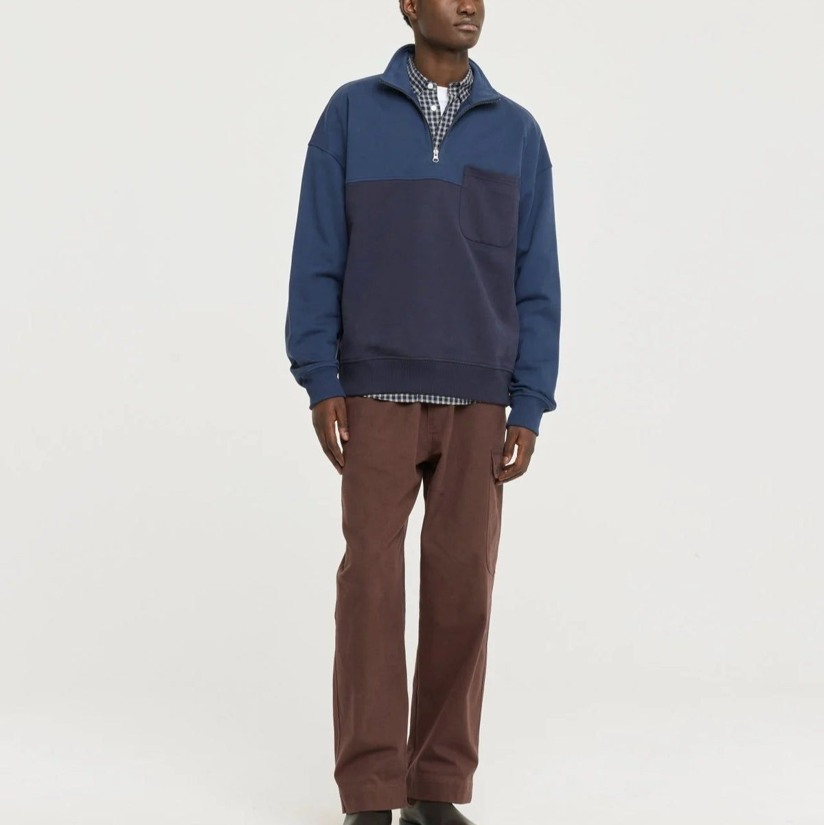 Milton Zip Sweatshirt in Navy