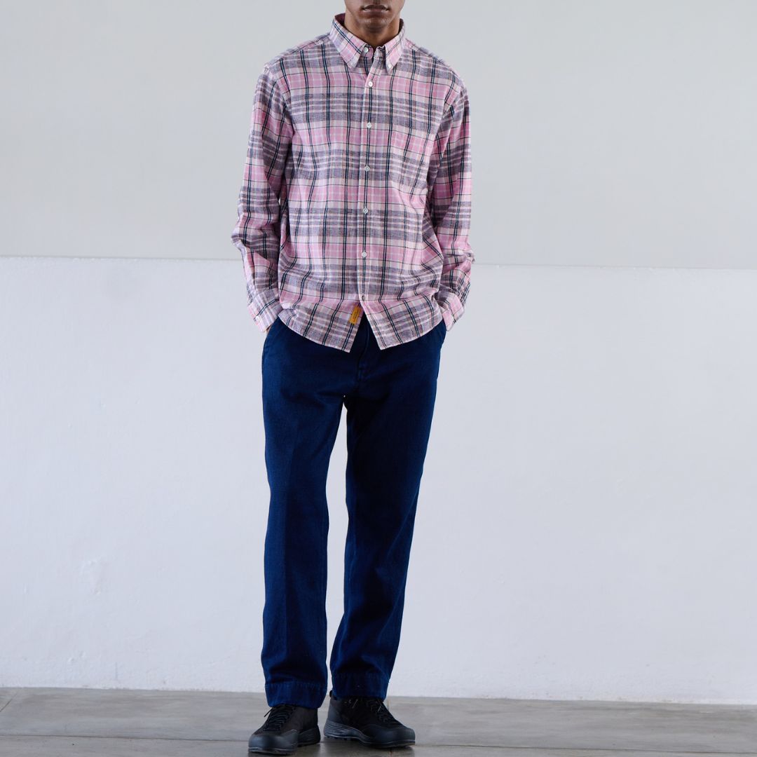 Winter Madras Plaid Shirt in PInk