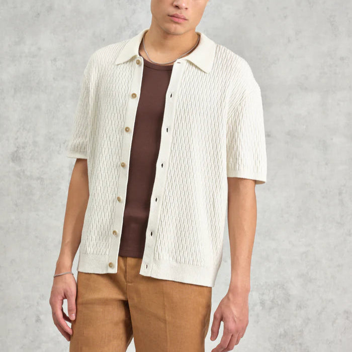 Tellaro Shirt in Ecru Honeycomb Cable