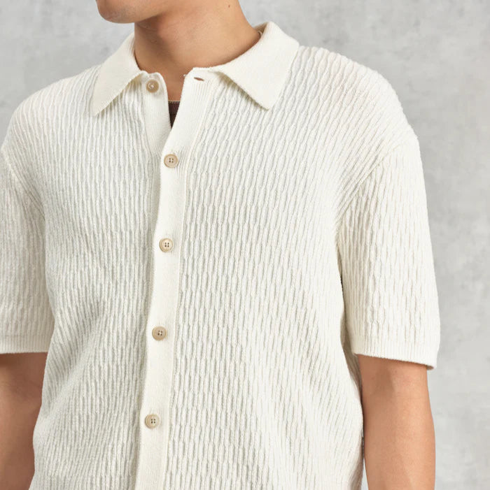 Tellaro Shirt in Ecru Honeycomb Cable