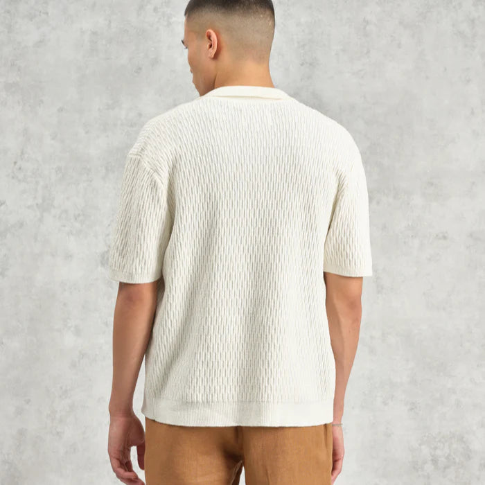 Tellaro Shirt in Ecru Honeycomb Cable