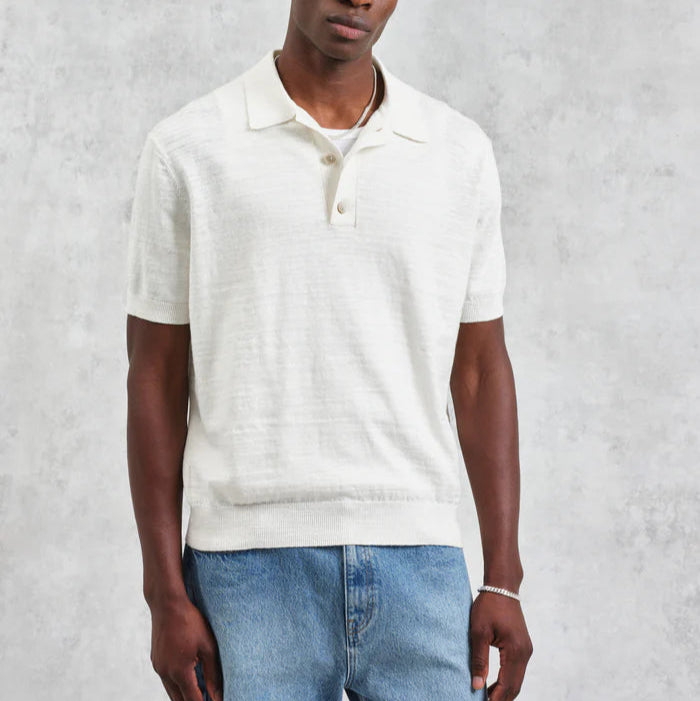 Turin Polo in Slub Cotton Linen