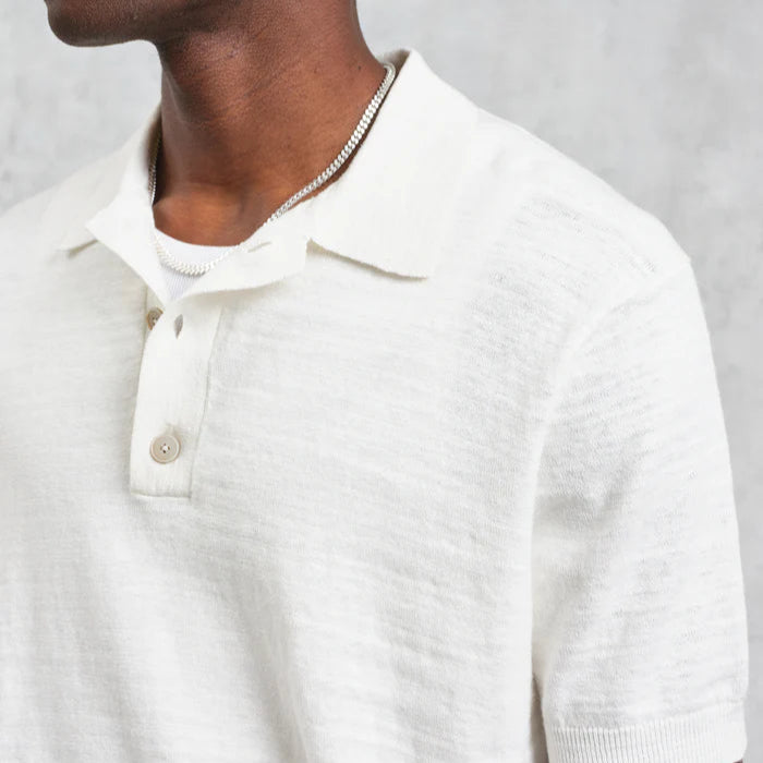 Turin Polo in Slub Cotton Linen