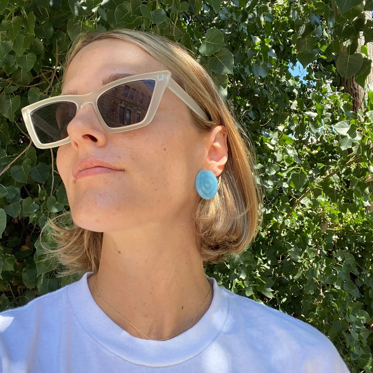 Acetate Spiral Earrings in Baby Blue