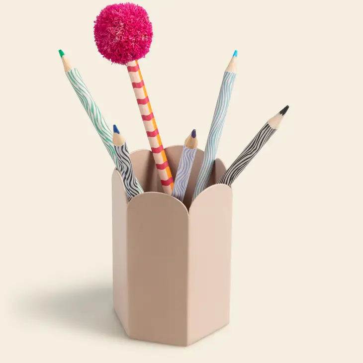 Scallop Edge Pen Pot in Pink