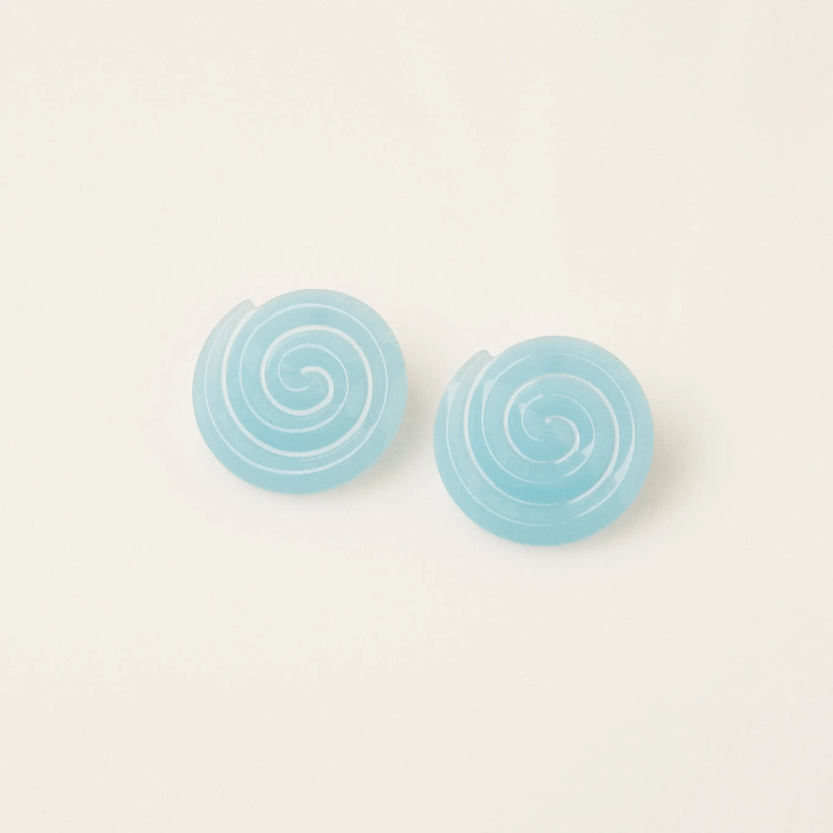 Acetate Spiral Earrings in Baby Blue
