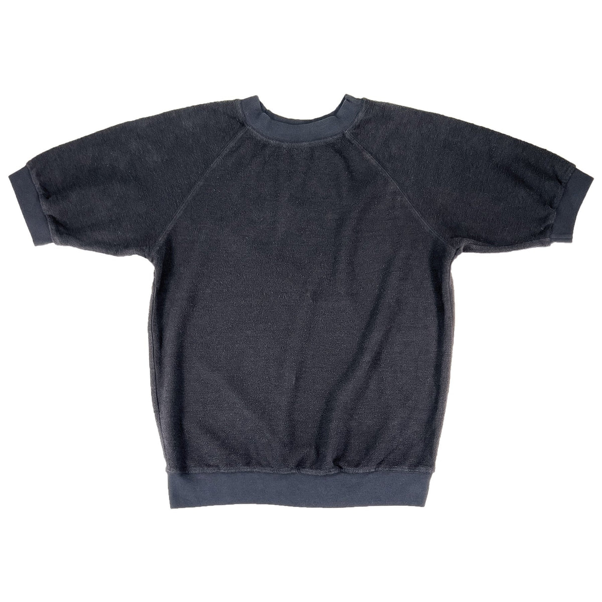 Shaggy Short Sleeve Sweatshirt in Black