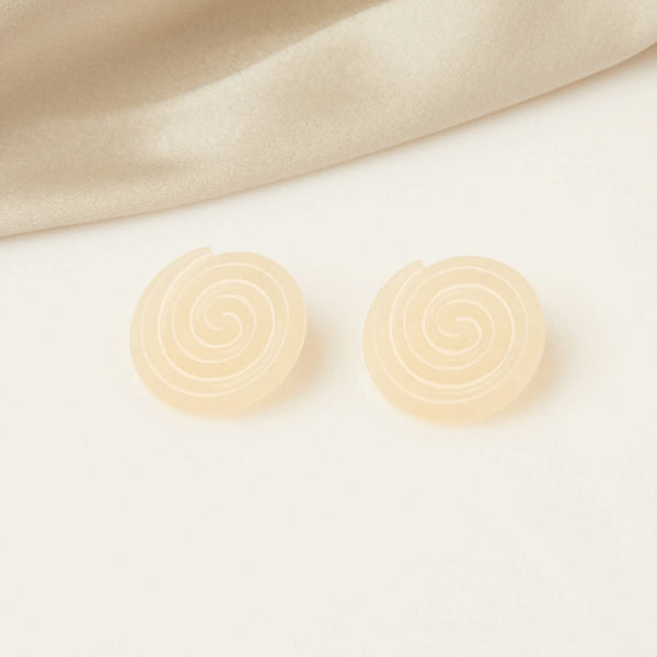 Acetate Spiral Earrings in Ivory