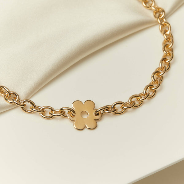 Brass Daisy Choker with Gold Plated Chain