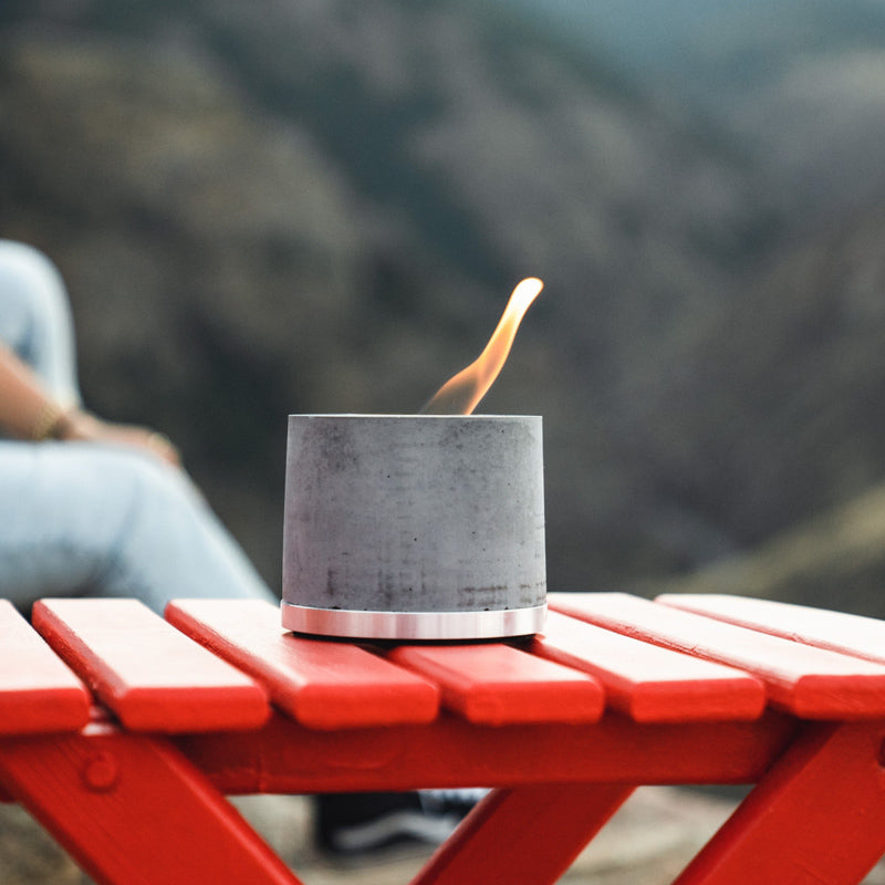 Personal Fireplace in Raw Aluminum