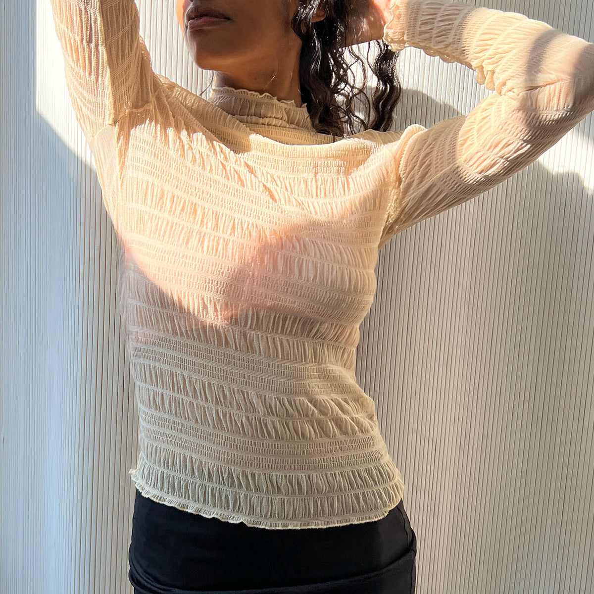 Larissa Smocked Top in Nude