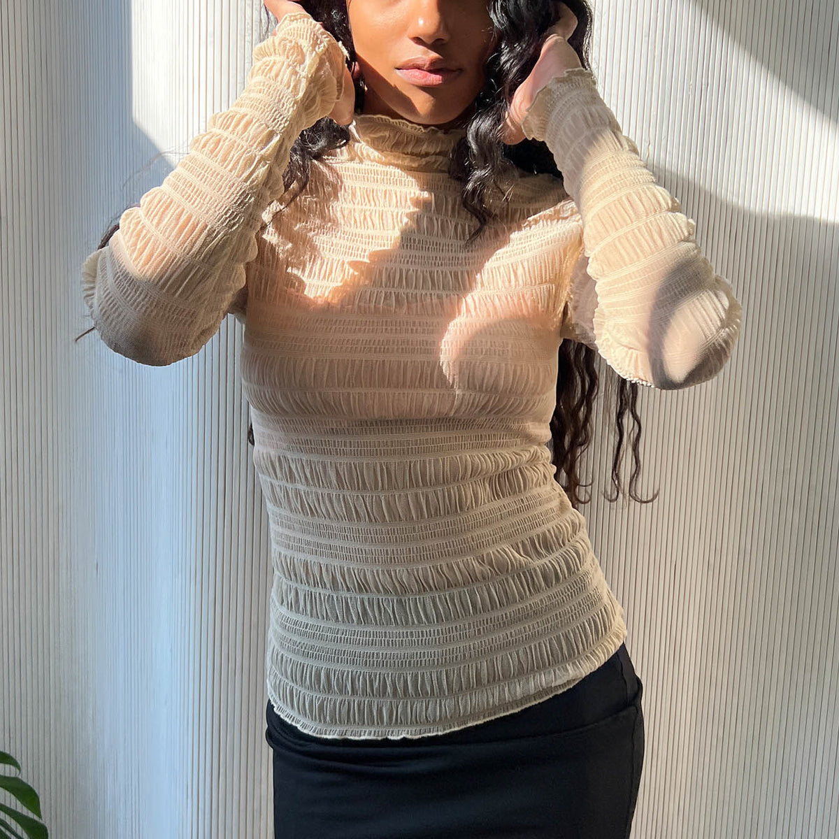 Larissa Smocked Top in Nude