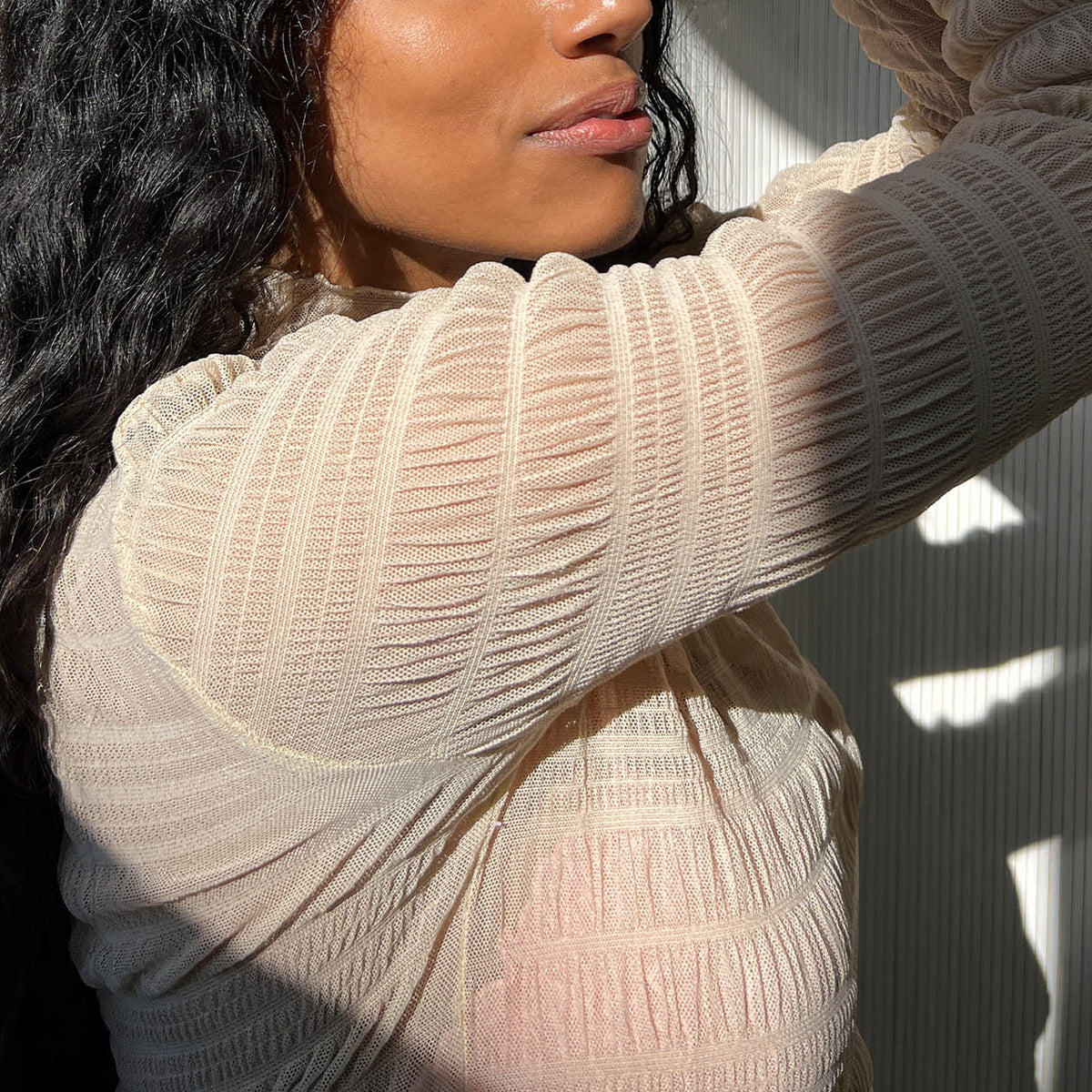 Larissa Smocked Top in Nude