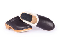 Oslo Shearling Clog in Black Leather