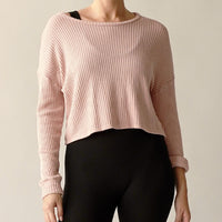 Waffle Crop Shirt in Mauve