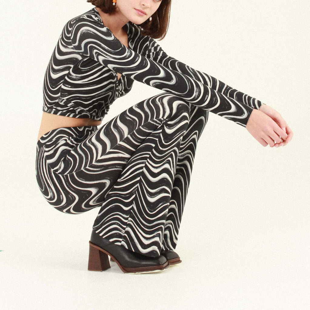 Leela Pants in Black Waves