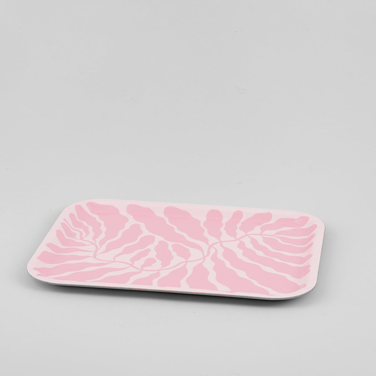 Rectangle Art Tray in Pink Leaves