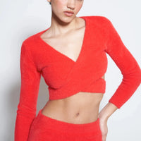 Solanas Top in Red Furry Knit