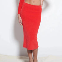 Valerie Skirt in Red Furry Knit