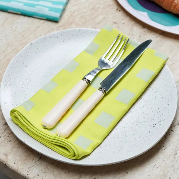 Squares Napkin Set Yellow/Soft Aqua