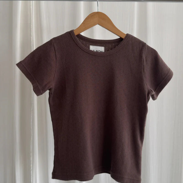 Pointelle Babe Tee in Chocolate