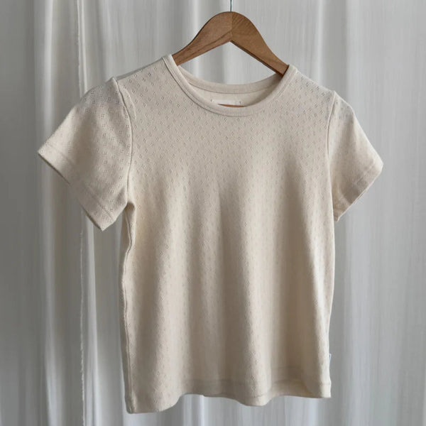 Pointelle Babe Tee in Naturel