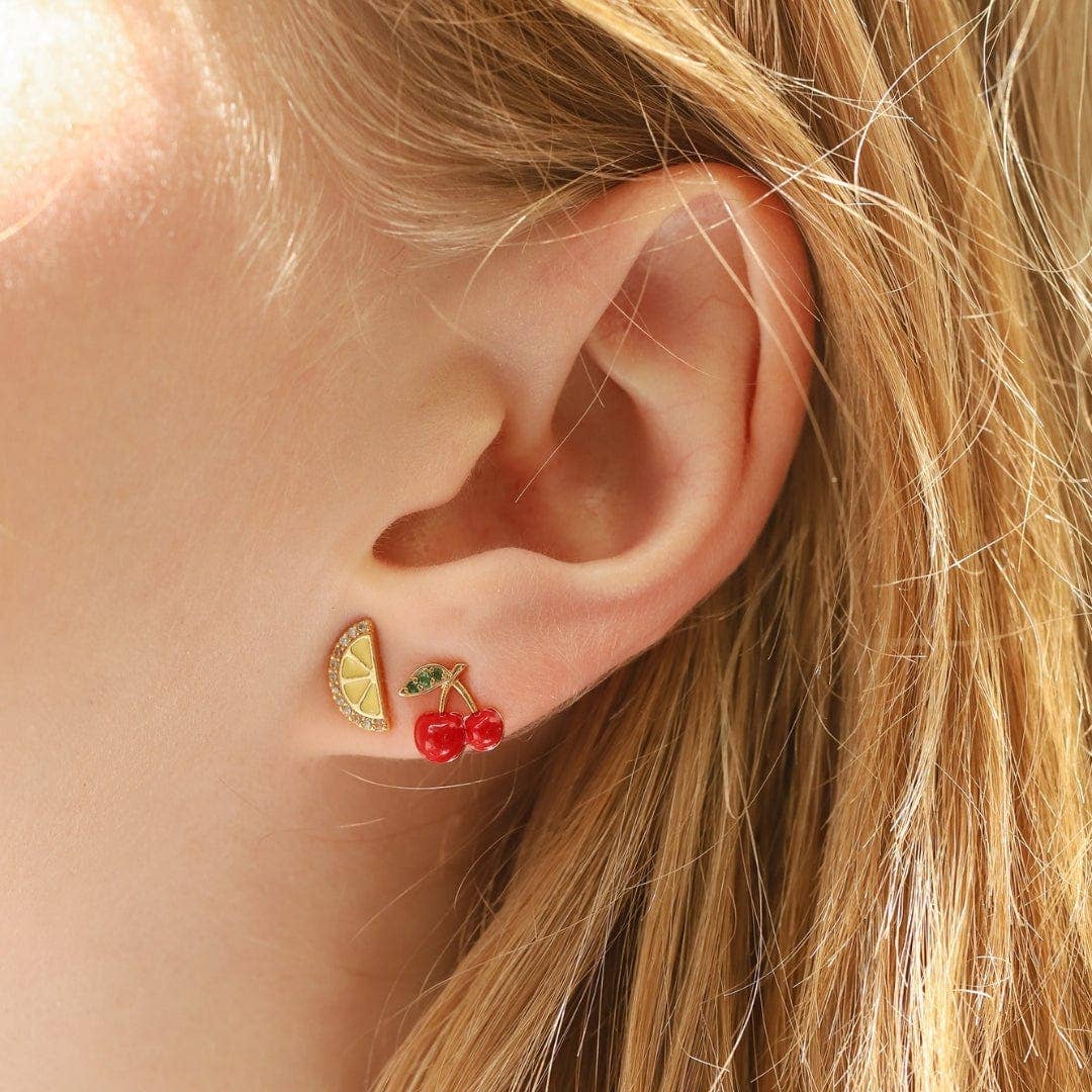 Red Enamel Cherry Earrings