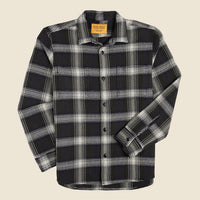 Chevron Weave Overshirt in Navy Olive Check