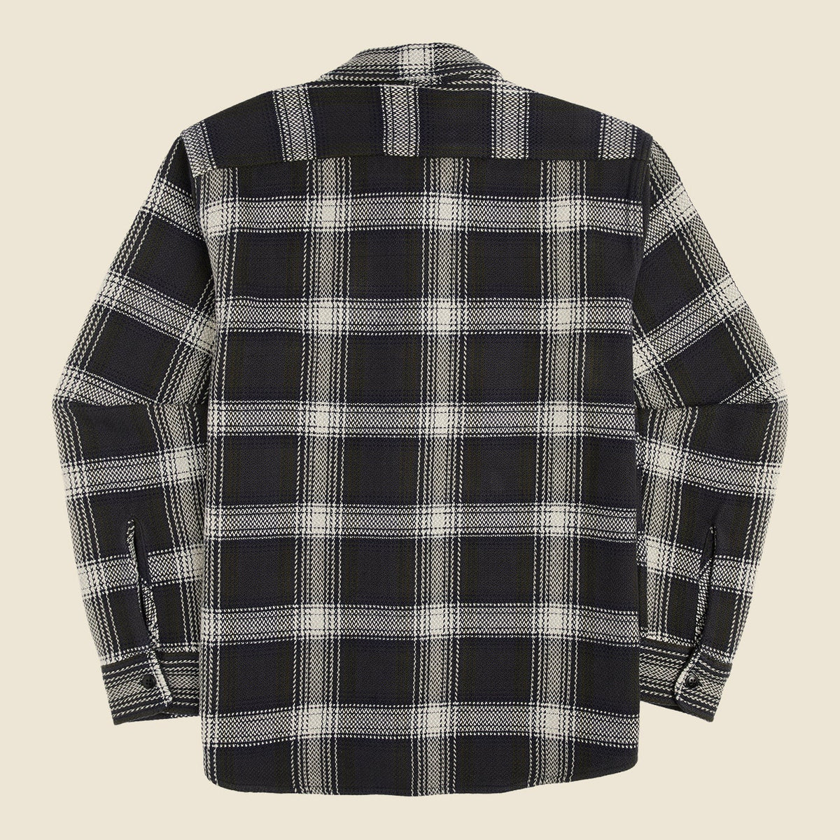 Chevron Weave Overshirt in Navy Olive Check