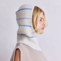 The Alpaca Balaclava with Zip in White/Sky Blue