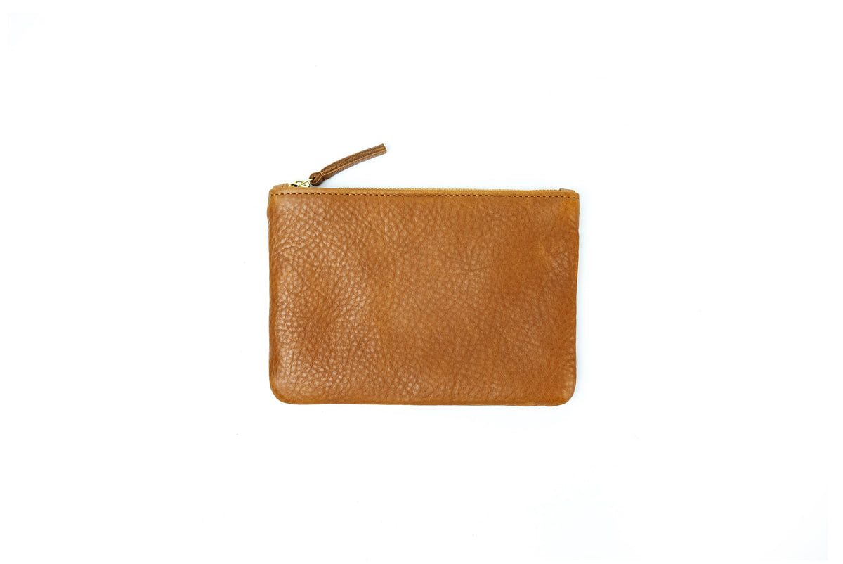 Zipper Pouch in Cognac Leather