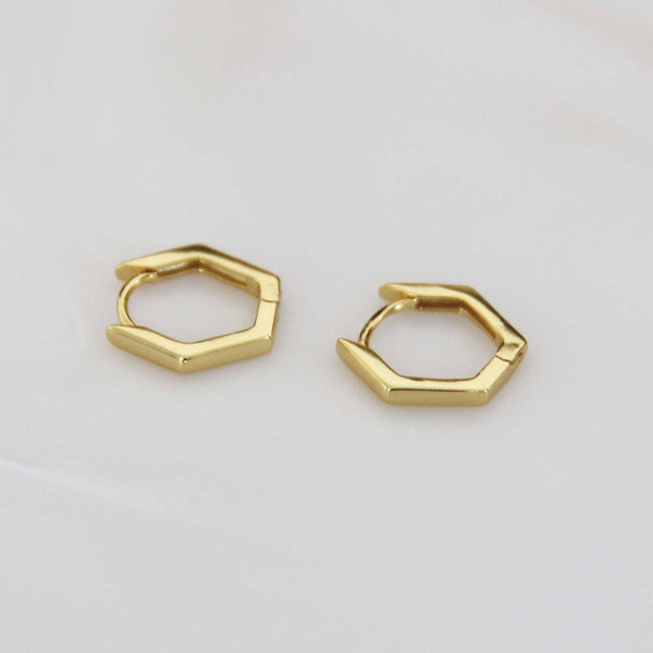 Mini Hexagon Hoops in Gold