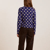 Tabitha Reversible Cardigan in Navy/Butter Spot