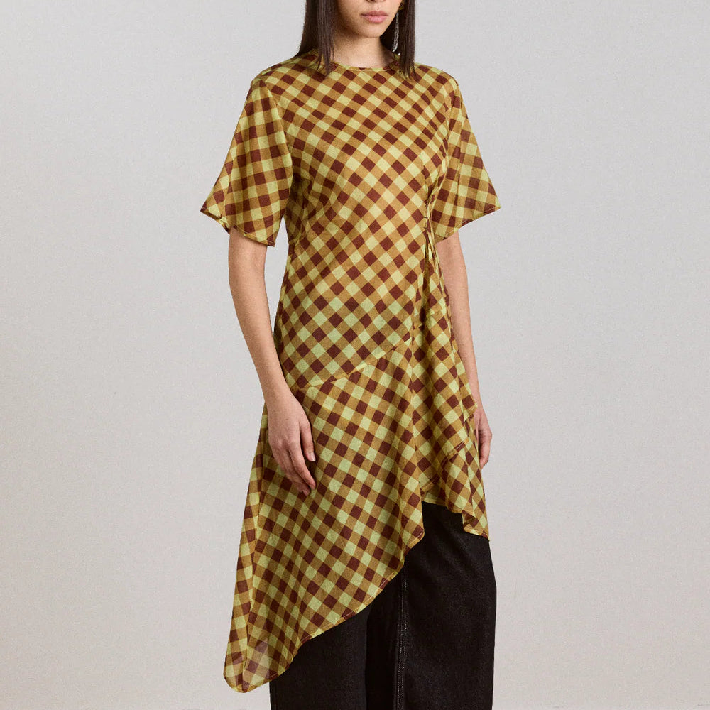 Harmony Midi Dress in Choc Avo Gingham