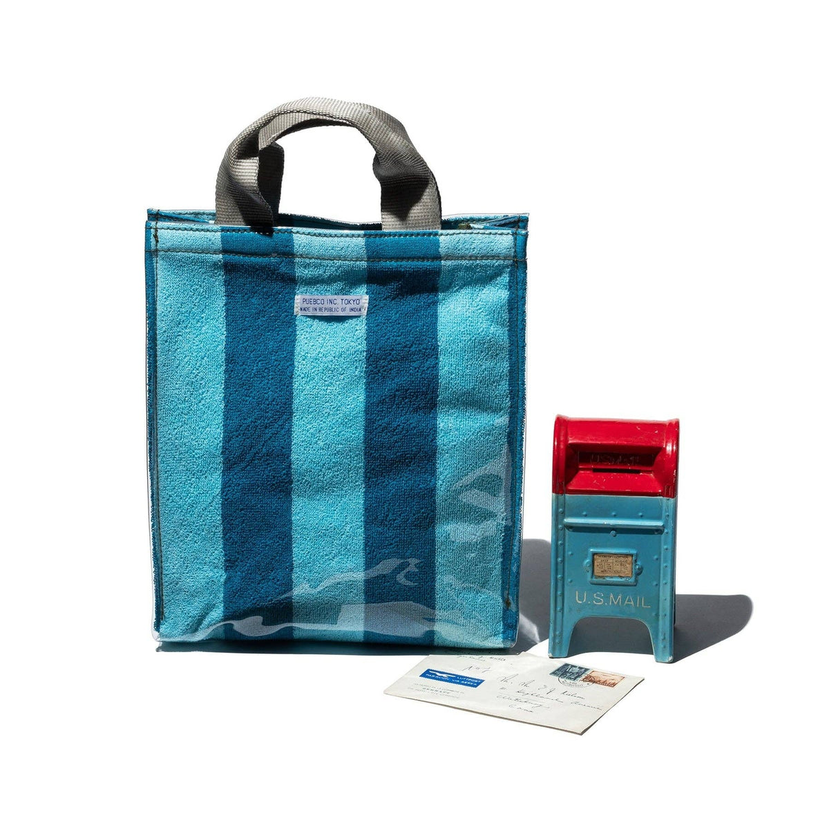 Covered Towel Document Bag in Blue x Light Blue