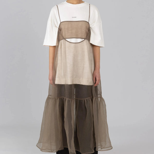 Cut Out Organza Dress in Brown