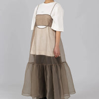 Cut Out Organza Dress in Brown