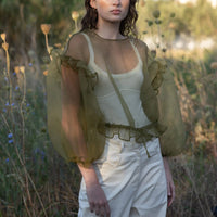 Volume Organza Top in Green