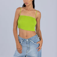 Scale Pleated Crop Top in Green