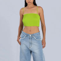 Scale Pleated Crop Top in Green