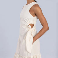 Tiered Cut Out Maxi Dress in Off White