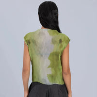 Chiffon Pleated Blouse in Green Ombre