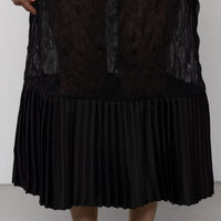 Sheer Crinkle Column Midi Skirt in Black