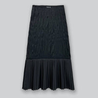 Sheer Crinkle Column Midi Skirt in Black