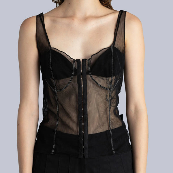Corset Tulle Top in Black