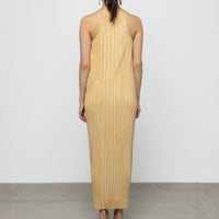 Pleated Halter Maxi Dress in Yellow