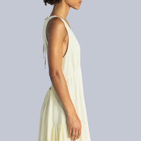 Linen Open-Back Maxi Dress in Yellow