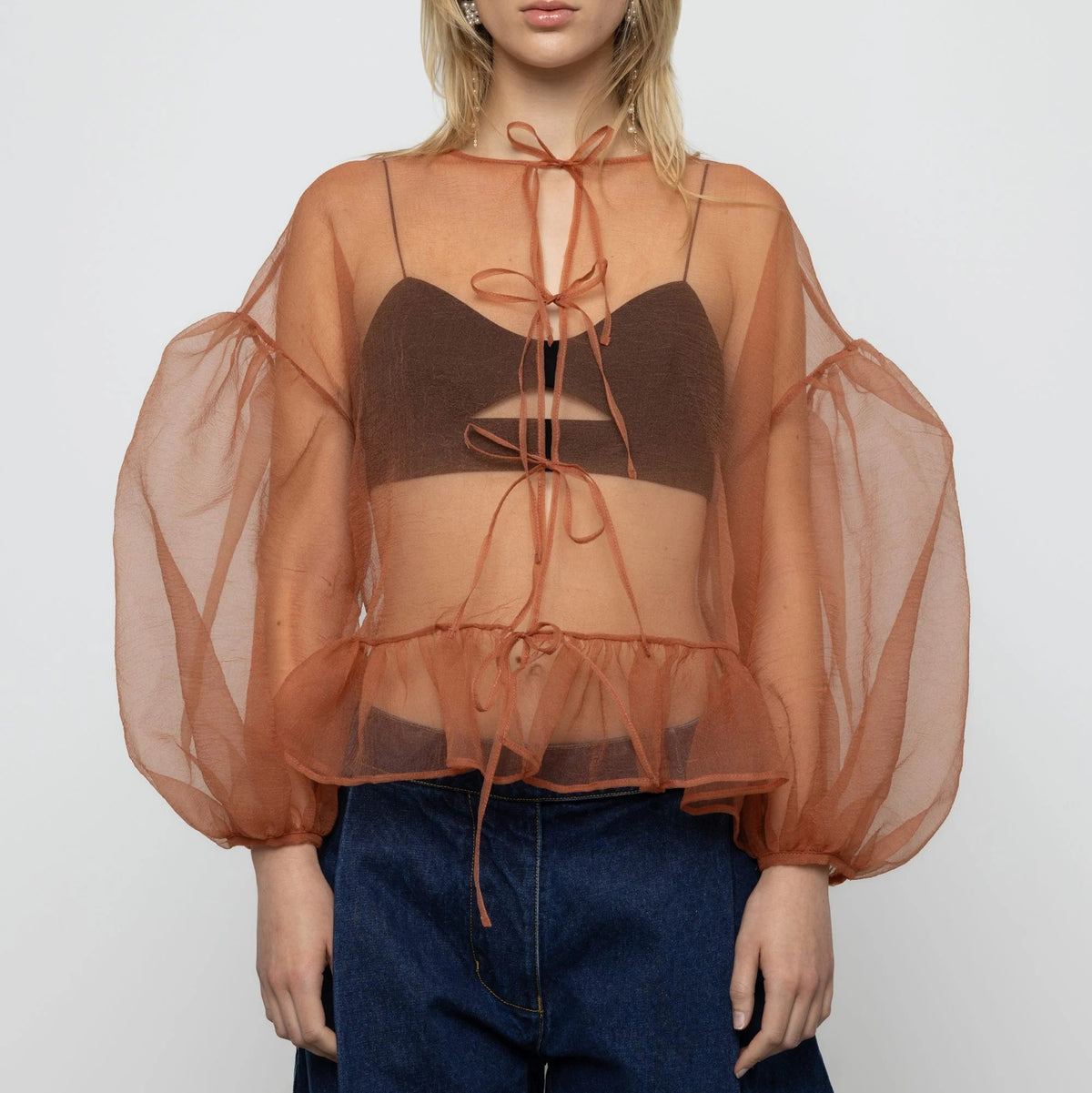 Volume Organza Bow Top in Cork