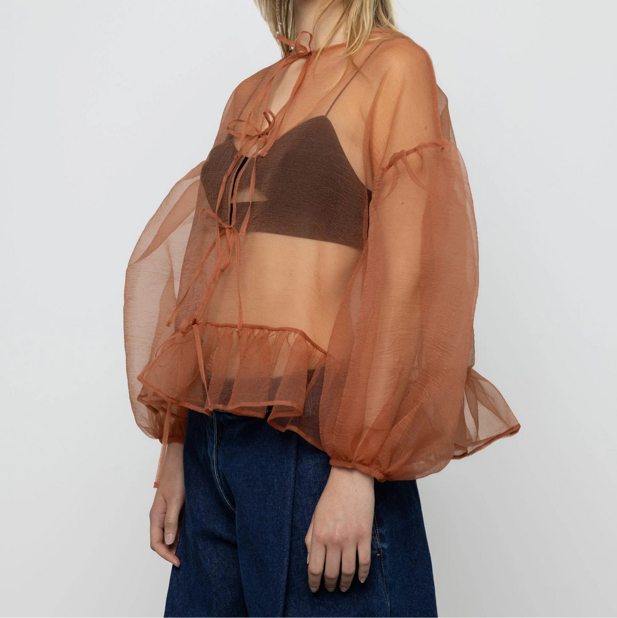Volume Organza Bow Top in Cork