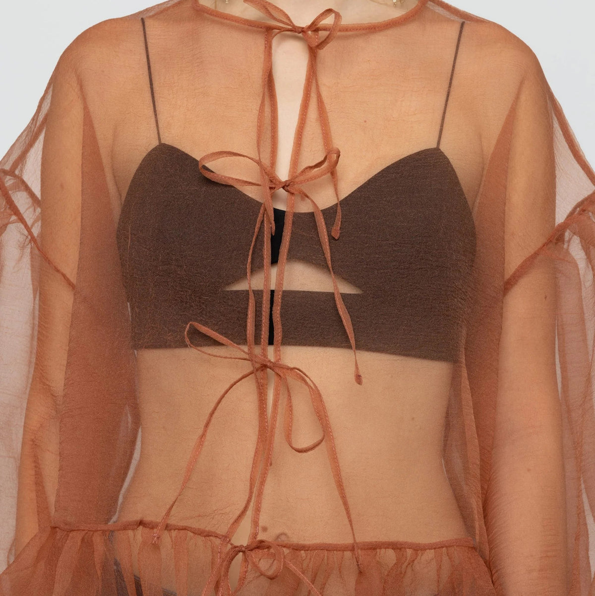 Volume Organza Bow Top in Cork